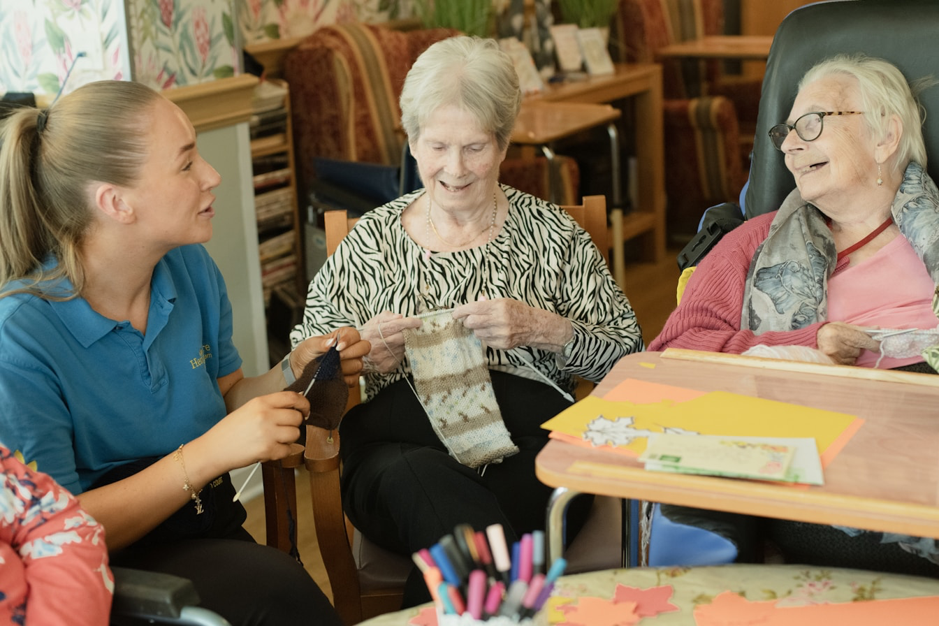 Caregiver reviewing records